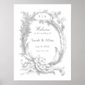 Poster Elégant classique Rococo Floral Bienvenue (Devant)