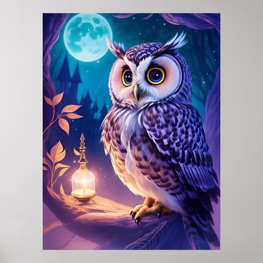 Poster Élégant comique Chouette magique AI Art (Devant)