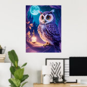 Poster Élégant comique Chouette magique AI Art (Bureau à domicile)