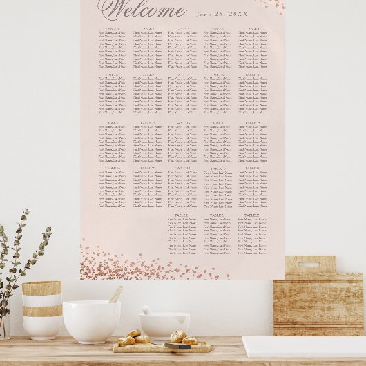 Poster Élégant confetti | 20 + Mariage de table (Cuisine)