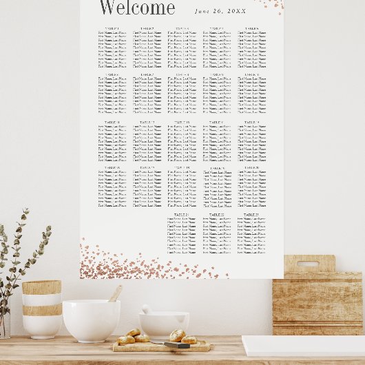Poster Élégant confetti | 20 + Mariage de table (Cuisine)