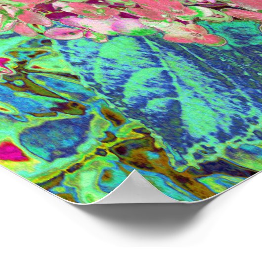 Poster Élégant Corail et Chartreuse Limelight Hydrangea (Coin)