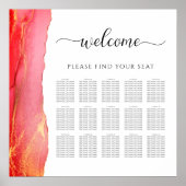 Poster Élégant Coral rose Mariage carte de siège (Devant)