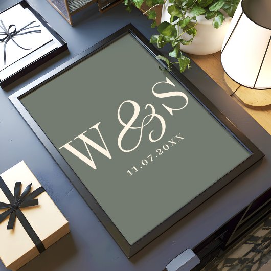 Poster Elégant couple mariage initial sage