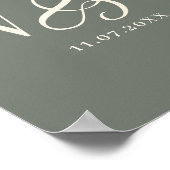 Poster Elégant couple mariage initial sage (Coin)