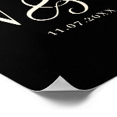 Poster Élégant couple noir cadeau mariage initial (Coin)