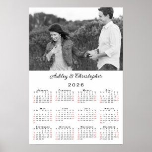 Poster Élégant Couple Photo Names 2026 Calendrier
