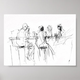 Poster Elégant croquis minimal à barres - Premium