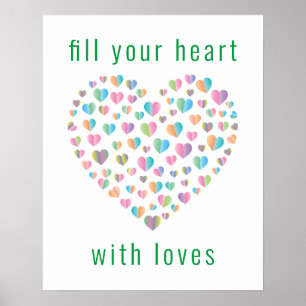 Poster Elégant Cute Colorful Heart Motif Design