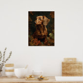 Poster Elégant Dachshund avec feuilles d'automne | Animal (Cuisine)