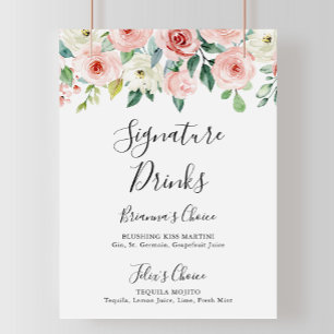 Poster Élégant Dainty Automne Signature Florale Boissons