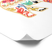 Poster Elégant décor floral orné éléphant design (Coin)