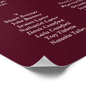 Poster Elegant Deep Burgundy Wedding Seating Chart (Coin)
