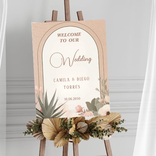 Poster Elegant Desert Flowers Botanical Wedding Sign