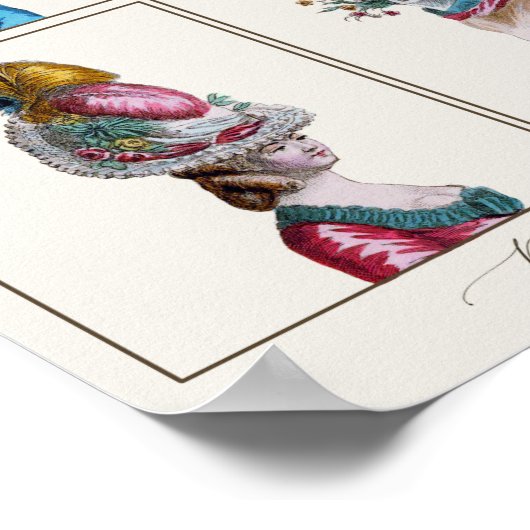 Poster Elégant Dessin De Mode Française, Quatre Coiffures (Coin)