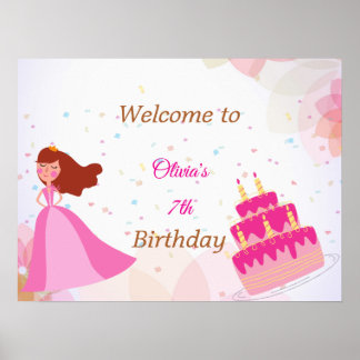 Poster Elegant Disney princess birthday welcome sign