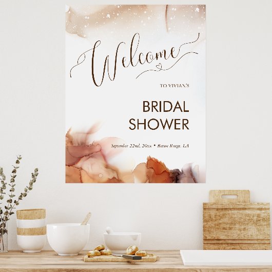 Poster Elégant Dreamy Fête des mariées d'encre orange Bie (Cuisine)