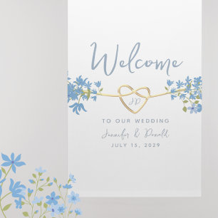 Poster Elégant Dusty Blue Botanical Mariage Bienvenue