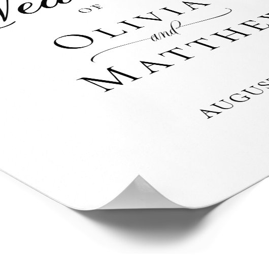 Poster Elégant Dusty Blue Botanical Mariage Bienvenue (Coin)