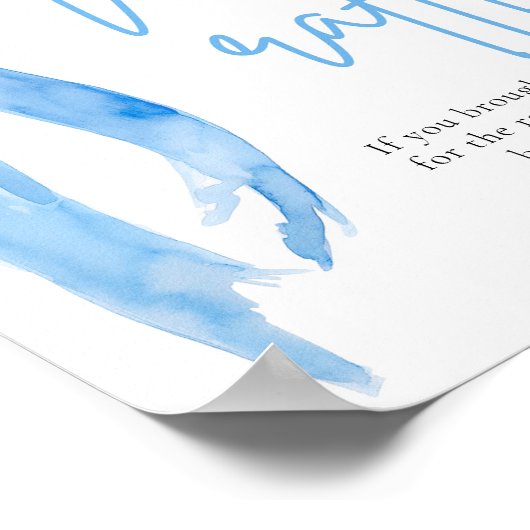 Poster Élégant Dusty Blue Bow Wine Raffle Jeu (Coin)