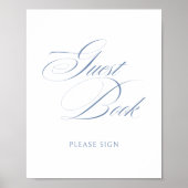 Poster Elégant Dusty Blue Calligraphy Mariage du livre d' (Devant)