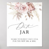 Poster Elégant Dusty Rose Floral Date Jar Bridal Jame (Devant)