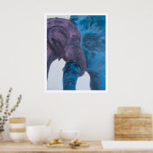 Poster Élégant éléphant expressionniste bleu et violet mo (Cuisine)