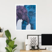 Poster Élégant éléphant expressionniste bleu et violet mo (Bureau à domicile)