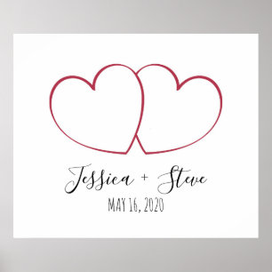 Poster Élégant empreinte digitale coeur amusant mariage l