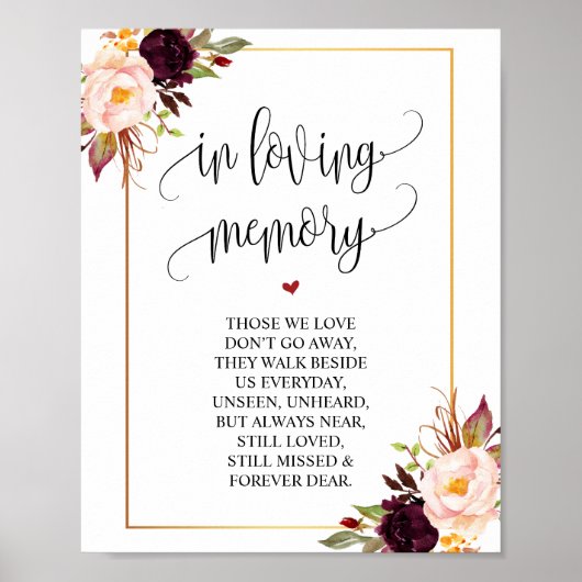 Poster Élégant en mémoire d'amour Symbole funéraire (Devant)