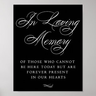 Poster Élégant En Souvenir Blanc Calligraphie   Chic