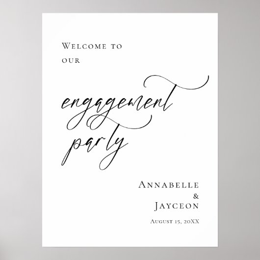 Poster Elegant Engagement Party photo bienvenue (Devant)