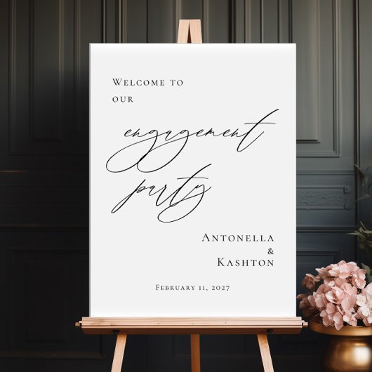 Poster Elegant Engagement Party welcome