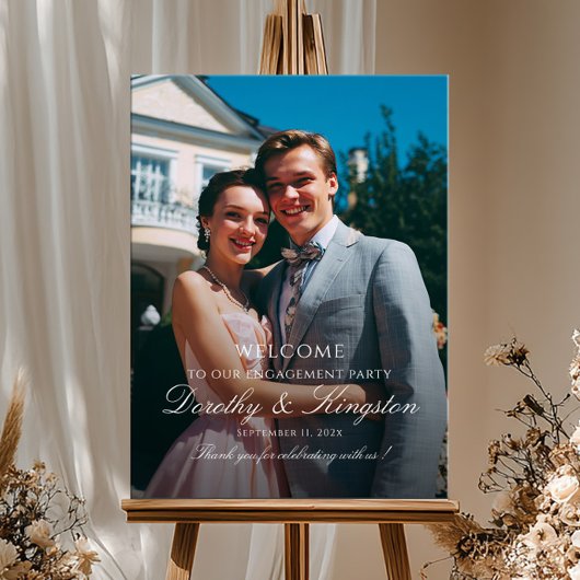 Poster Elegant engagement party welcome sign with photo