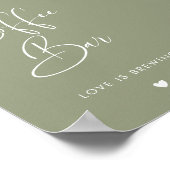 Poster Élégant et moderne Sage Green Coffee Bar signe (Coin)