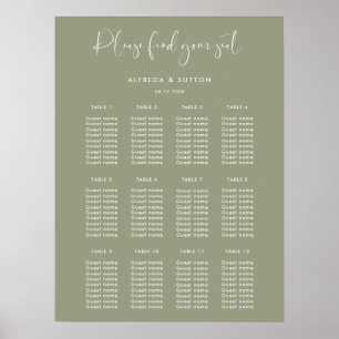 Poster Elégant et moderne Sage Green mariage carte de siè