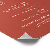 Poster Élégant et moderne Terracotta mariage menu du bar (Coin)