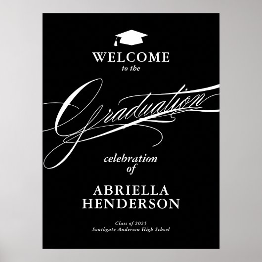 Poster Élégant et officiel de la graduation de script Bie (Devant)