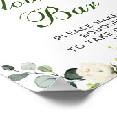 Poster Élégant Eucalyptus Blanc Roses Barre Fleur Panneau (Coin)