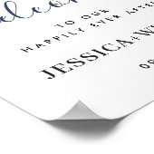 Poster Elégant Eucalyptus Bleu Rose Mariage Bienvenue (Coin)