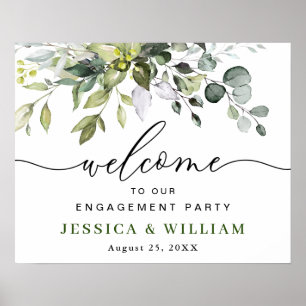 Poster Elegant Eucalyptus ENGAGEMENT PARTY Welcome Sign