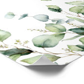 Poster Elégant eucalyptus feuille verdure simple mariage (Coin)