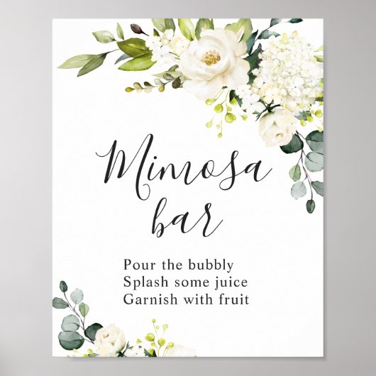 Poster Élégant Eucalyptus Floral Mimosa Bar Mariage (Devant)