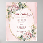 Poster Elegant Eucalyptus Floral Rose Gold Welcome Weddin (Devant)