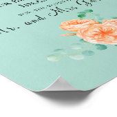 Poster Élégant Eucalyptus Green Peach Date Nuit (Coin)