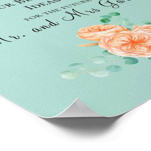 Poster Élégant Eucalyptus Green Peach Date Nuit (Coin)