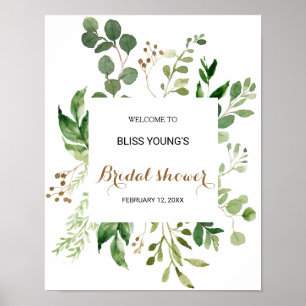 Poster Elegant Eucalyptus Greenery Bridal Shower Welcome