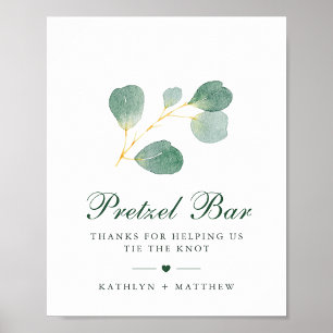 Poster Elégant Eucalyptus Greenery Mariage Pretzel Bar
