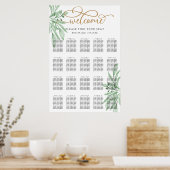 Poster Elégant Eucalyptus Greenery Mariage Seating Chart (Cuisine)