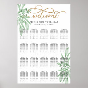 Poster Elégant Eucalyptus Greenery Mariage Seating Chart